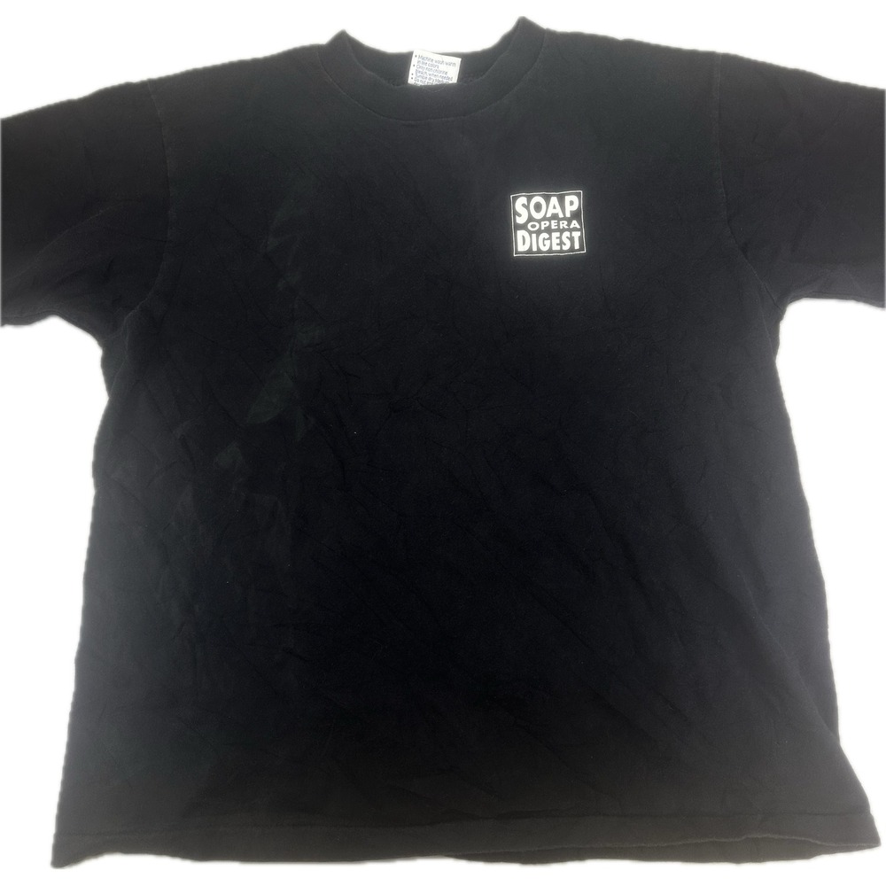 Vintage 90s Soap Opera Digest Graphic Tee L All Sport Black Single Stitch USA